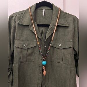 Brand new long sweater beads chain necklace with beads tassels J007